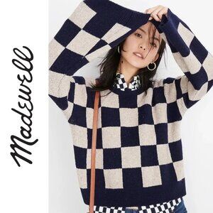 Madewell | Cardiff Checkerboard Crewneck Sweater | XS